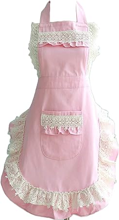 Hyzrz Lovely Home Work Adjustable Apron Cake Kitchen Cooking Aprons for Women Girls Aprons With Pocket for Gift, Pink