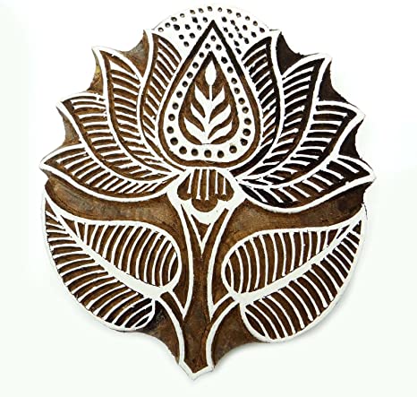 ibaexports Handcarved Lotus Printing Block Wood Block Texile Stamp Block Print
