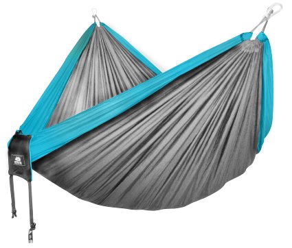 Castle Peak Outfitters XL Double Camping Hammock Swing - Top Quality Parachute Nylon-Large Floating Bed Free Standing Hanging Hammock For Sleeping Bedroom Yard Outdoors Traveling Camping