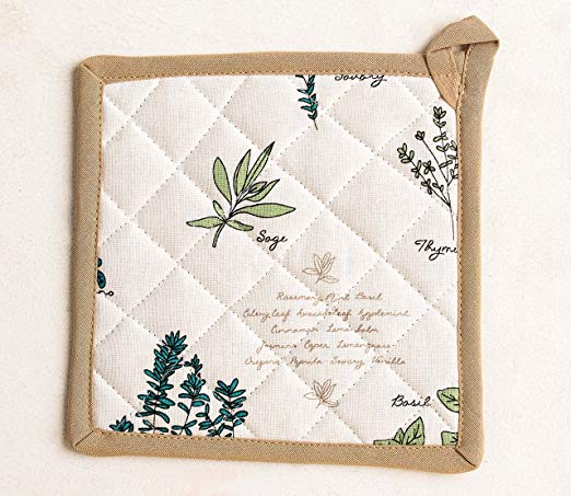 Mayfair Linen 100% Cotton Pot Holder, 8 - inch by 8 - inch Designed in France (Basil)