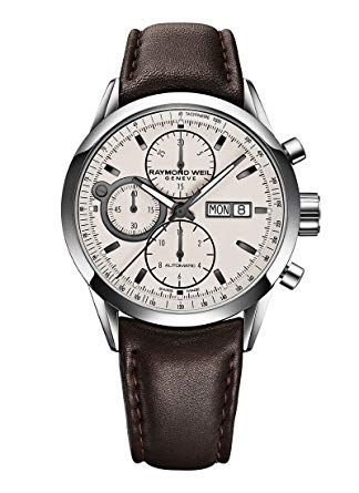 Raymond Weil Men's 'Freelancer' Swiss Automatic Stainless Steel and Leather Dress Watch, Color Brown (Model: 7730-STC-65112)