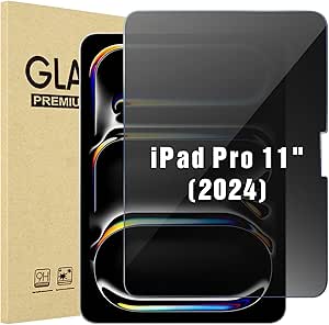 ProCase 1 Pack Screen Protector for iPad Pro 11 Inch M4 2024, Privacy Anti-Spy Tempered Glass Film for iPad Pro 11" 5th Generation A2836 A2837 A3006