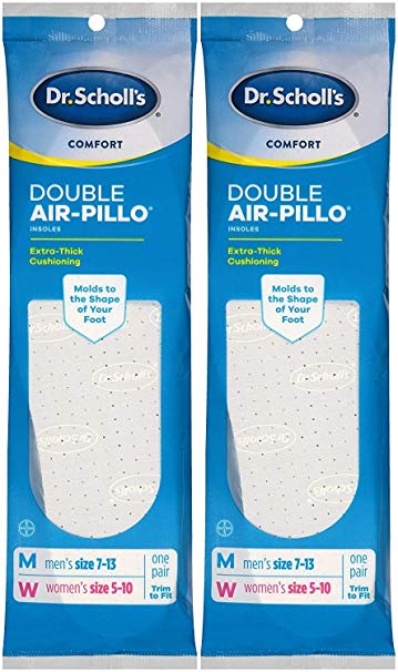 Dr. Scholls Double Air-Pillo Insoles Unisex (Men 7-13 / Women 5-10) (2 Pack)