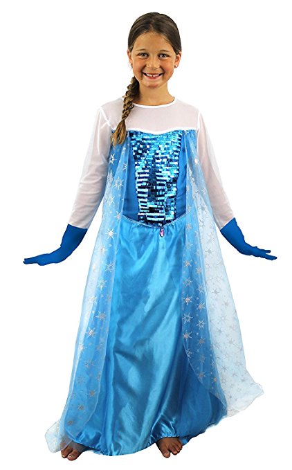 ILOVEFANCYDRESS ICE QUEEN DRESS GIRLS FANCY DRESS COSTUME CHILDS MOVIE OUTIFT SNOW PRINCESS DRESS MOVIE CHARACTER BOOK WEEK (10-12 YEARS)