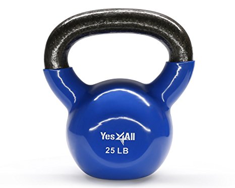 Yes4All Single Vinyl Coated Kettlebell Great quality for Cross Training, MMA Training, Home Exercise, Fitness Workout