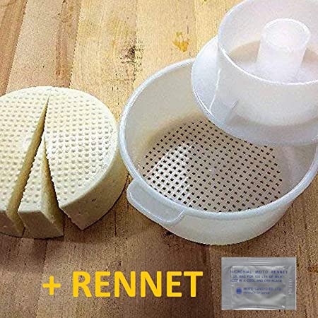 Edam Hard Cheese Mold With Follower Large For 2.2lbs / 1kg. | Cow Goat Rennet Milk | Cheesemaking from Cow and Goat Milk. Cheese making supplies by QG group