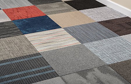 Nance Industries 12 Tiles/Case Peel and Stick Assorted Commercial Carpet Tile, 20" x 20"