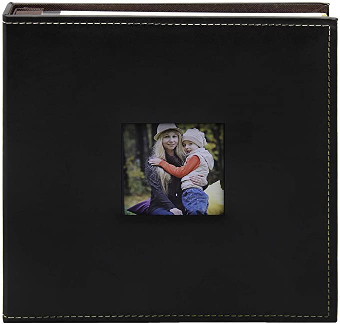 Golden State Art, Magnetic Self-Stick Page Photo Album, Family Album, Leather Cover, Hand Made DIY Albums Holds 3X5, 4X6, 5X7, 6X8,8X10 Photos-10.2 x 11 Inch (Black)