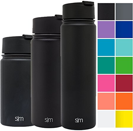 Simple Modern Summit Water Bottle   Extra Lid - Vacuum Insulated Stainless Steel Wide Mouth Hydro Travel Mug - Powder Coated Double-Walled Flask