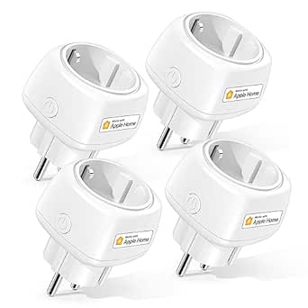 Meross Prise Connectée Mini (Type F), Lot de 4 Prise WiFi Compatible avec HomeKit, Siri, Alexa, Google Home et SmartThings, 10A Prise Intelligente avec Commande Vocale et Contrôle à Distance