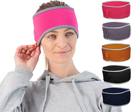Athle Sport Fleece Headband - Sport Headband Helmet Compatible - Ponytail Headband - 4 Way Stretch Fleece Ear Warmer Headband for Women and Men - One Size Fits All Running Headband