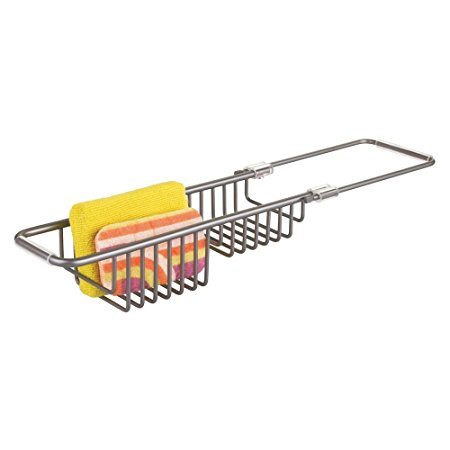 mDesign Kitchen Sink Aluminum Caddy for Sponges, Scrubbers - Graphite