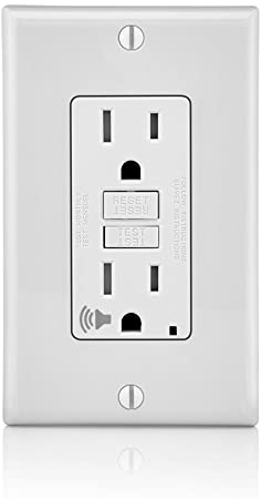 Leviton GFTA1-W SmartlockPro Self-Test Slim GFCI with Audible Trip Alert, Wallplate Included, 15 Amp, White