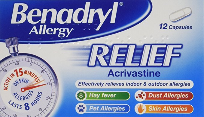 Benadryl 'Effective in 15 Minutes' Allergy Relief, 12 Capsules