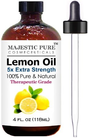 Majestic Pure Lemon Essential Oil for Aromatherapy, 5x Extra Strength, 4 fl. Oz