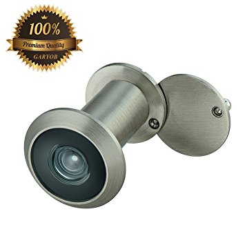 GARYOB Door Viewer 220 Degree Peephole with Heavy Duty Privacy Back Cover for 5/8" Door Hole, 1-3/8" to 2-1/5" Door Thickness,Satin Nickel