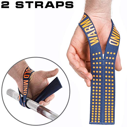 Pair of WARM BODY COLD MIND Lifting Wrist Straps for Olympic Weightlifting, Powerlifting, Functional Strength Training - Heavy-Duty Cotton Wrist Wraps