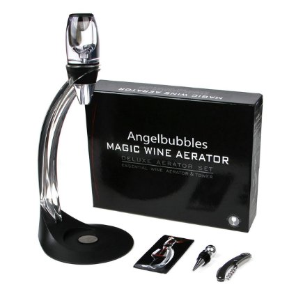 Angelbubbles Wine Aerator Pourer Gift Set   Corkscrew   Bottle Stopper   Tower and Stand