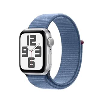 Apple Watch SE (2nd Gen, 2023) [GPS 40mm] Smartwatch with Silver Aluminum Case with Winter Blue Sport Loop One Size. Fitness & Sleep Tracker, Crash Detection, Heart Rate Monitor, Retina Display