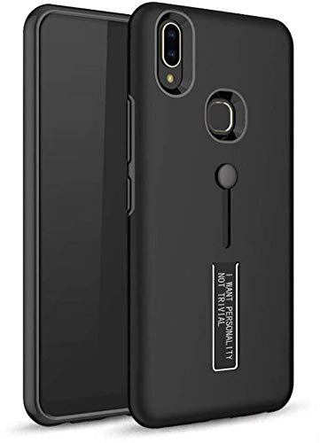 Zivite Personality Shock Proof Stand Back Cover Case Designed for Vivo Y91 / Y93 / Y95 - Matte Black