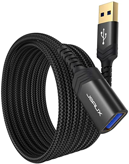 JSAUX USB 3.0 Extension Cable, (2 Pack 6.6ft) USB A Male to Female Extension Extender Cord High Data Transfer Compatible for USB Flash Drive, Keyboard, Mouse, Xbox, Hard Drive and More-Black