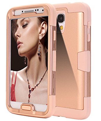 Galaxy S4 Case,TOPSKY [Shock Resistant Series] Three Layer Heavy Duty High Impact Resistant Hybrid Protective Cover Case For Samsung Galaxy S4,3 in 1 Hard Plastic Soft Silicone, Rose Gold