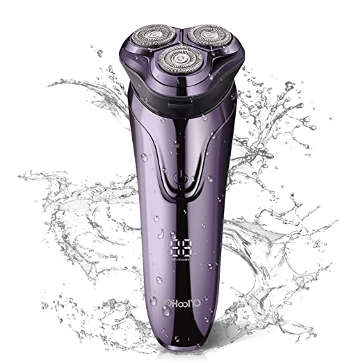 YOHOOLYO Electric Razor for Men Electric Shaver Men’s Rotary Shaver Razor Wet and Dry IPX7 Waterproof with Pop-Up Trimmer USB Rechargeable Purple
