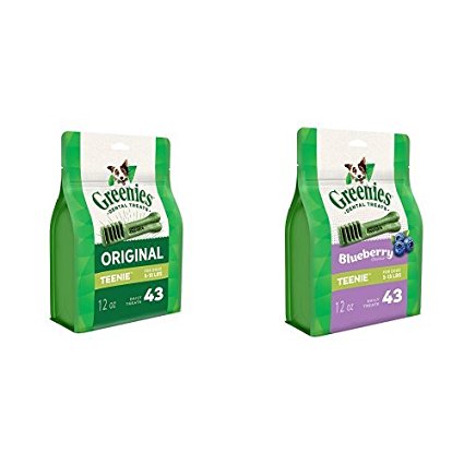 GREENIES Variety Pack with 12 oz. Original and 12 oz. Blueberry Dental Dog Treats (24 oz. total)