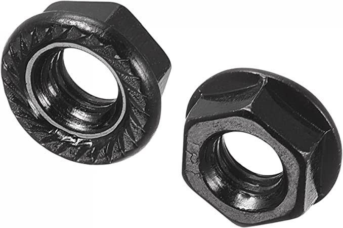 uxcell M6 Serrated Flange Hex Lock Nuts, Carbon Steel Black Oxide Finished 50pcs