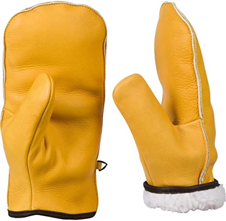 Chopper Mitts, Top-Grain Cowhide Leather, Sherpa Lined Cold Weather Mitten Gloves for Teens, Women, and Men