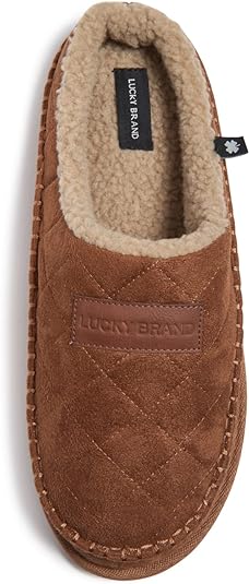 Lucky Brand Men's Memory Foam Slip On Clog Slippers, Indoor Outdoor Mens House Shoes, Warm Bedroom Clogs Slipper for Men