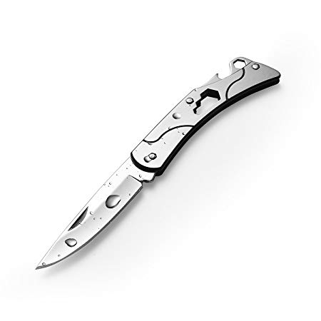 SMTENG mini Multi-function folding knife with bottle opener，pocket knife，high carbon stainless steel folding pocket knife，easy to everyday carry small knife