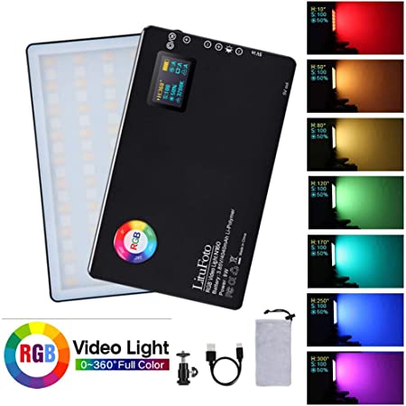 RGB Led Video Light CRI 96+ 360° Full Color 9 Lighting Effect 3200-7500K Adjustable 1-100% Stepless Dimming for Camera Photography YouTube Studio Vlog