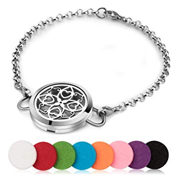Aromatherapy Essential Oil Diffuser Bracelet Jewelry Birthday Gifts for Women Stainless Steel Adjustable Diffuser Locket Bracelets for Women with 8 Colors Pads Perfect for Jewelry Gift Set for Women