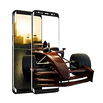 Galaxy S8 Plus Screen Protector, Auckly Tempered Glass Film [3D Full Coverage] HD Clear Ballistic Glass Screen Protector Film for Samsung Galaxy GS8  [Black]