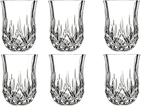 Le'raze Posh Crystal Collection Shot Glass Perfect for Serving Scotch, Whiskey, Tequila, or Vodka (Set of 6-2 Oz Drink Shot Tumblers/Cups/Glencairn)