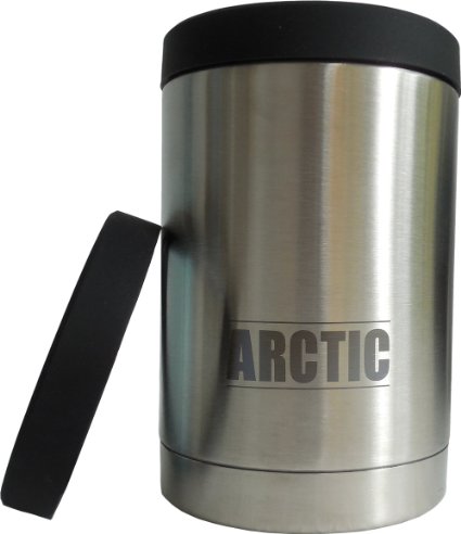 Double Wall Vacuum Insulated Can Cooler, Stainless Steel Keeps 12 oz Cans and Bottles Arctic Cold. Comes with Spare Top Gasket.