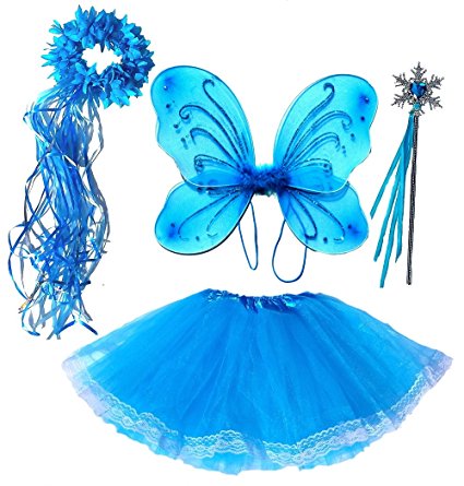 Frozen Inspired Girls Fairy Costume (Age 2-7) 4 Piece Set
