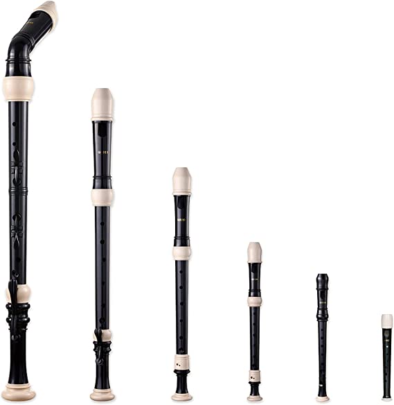 Woodi Recorder Set of 6 RS-605B Black & Ivory (Bass, Tenor, Alto, Soprano, Sopranino, Garklein)