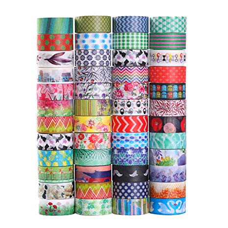 Decorative Washi Tape 48 Rolls Masking Tape 15mm Wide for DIY Scrapbooking Office Party Supplies Gift Wrapping