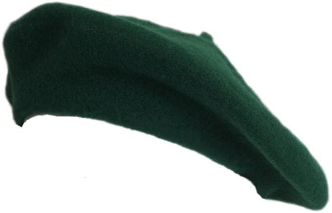 100% Wool Kelly Green Beret French Parisian Hat