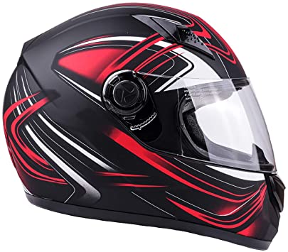 Typhoon Adult Full Face Motorcycle Helmet DOT - SAME DAY SHIPPING (Matte Red, X-Small)