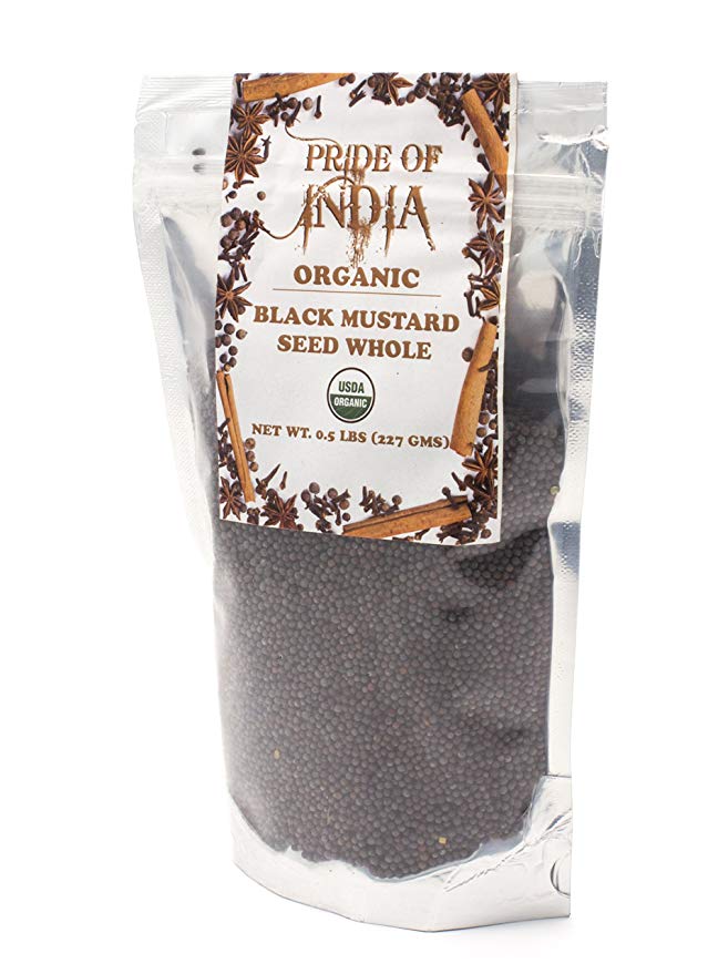 Pride Of India - Organic Indian Spice Packs (Organic Black Mustard Seed Whole (Half Pound))