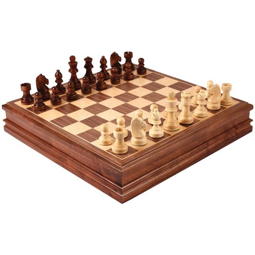 Catherine Chess Inlaid Wood Board Game with Wooden Pieces - 15 Inch Set