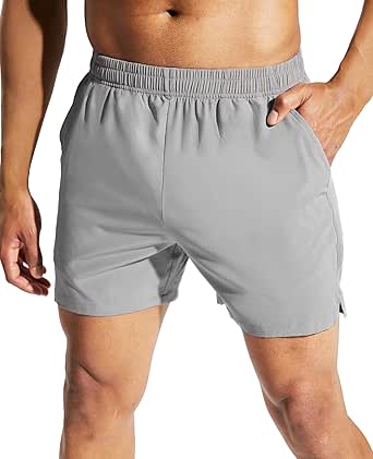 MIER Men's 5 Inch Running Athletic Shorts with Pockets Quick Dry Lightweight Gym Workout Shorts, Elastic Waist