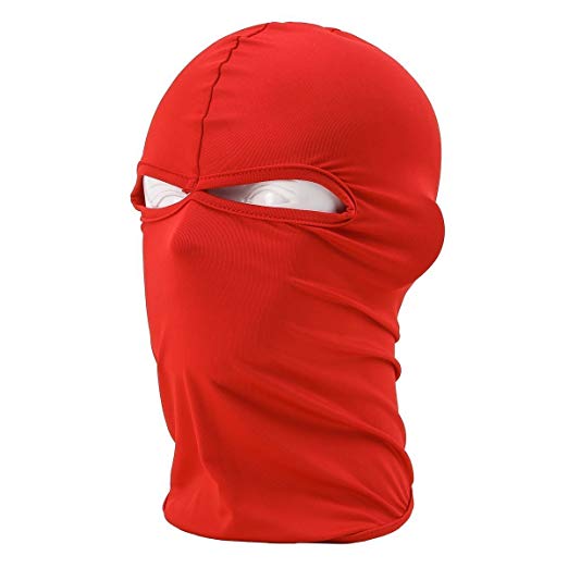 KINGOU Ultra Thin Red Ski Full Face Mask Under Bike / Football Helmet Balaclava, 45 x 25 cm (L x W)