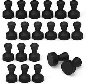 SMART&COOL Black 20 Pack Strong Silicone Push Pin Magnets, Anti Scratch Fridge Magnets, Small Push Pin Magnets, Magnets for Refrigerator, Whiteboard, Kitchen, School