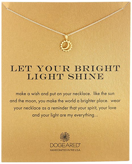 Dogeared Reminder Let Your Bright Light Shine Sun and Moon Pendant Necklace, 16.25"