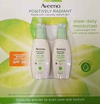 AVEENO Active Naturals Positively Radiant Daily Moisturizer SPF 30, 2.50 oz (Pack of 2)