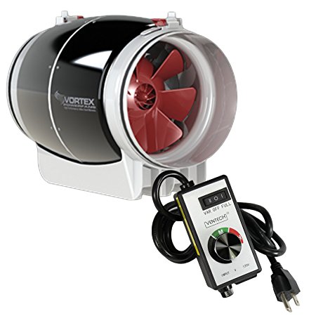 6" inch Vortex S Line S-600 Power Fan 347 CFM by Atmosphere   VenTech Variable Fan Speed Controller